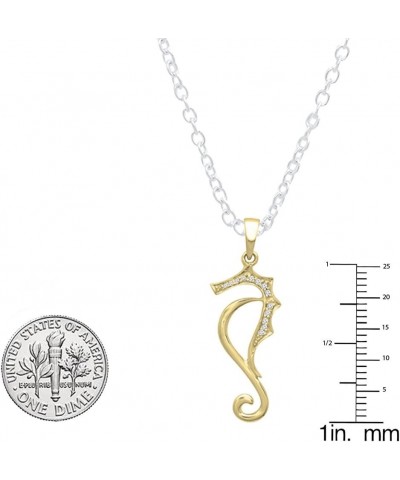 0.05 Carat (ctw) 10K Gold Round White Diamond Ladies Seahorse Pendant (Silver Chain Included) Yellow Gold $55.45 Necklaces