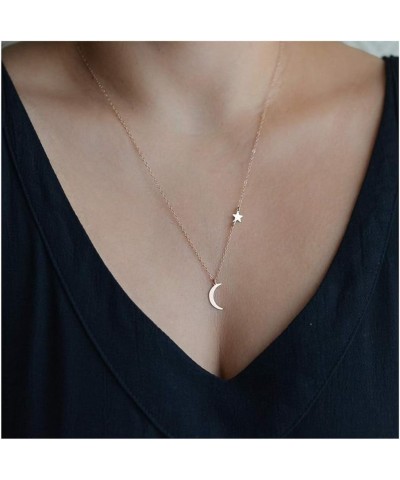 Boho Layered Necklace Moon Necklaces Map Pendant Jewelry for Women and Girls. Style 5-Silver $7.27 Necklaces