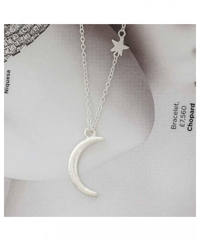 Boho Layered Necklace Moon Necklaces Map Pendant Jewelry for Women and Girls. Style 5-Silver $7.27 Necklaces