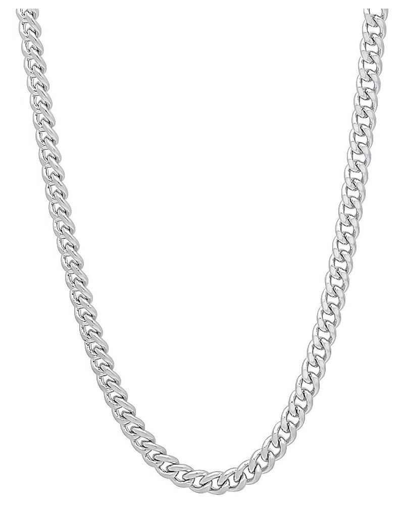 3mm Polished Rhodium Plated Flat Cuban Link Curb Chain Necklace + Gift Box 30.0 Inches $22.00 Necklaces