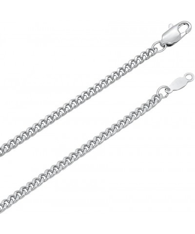 3mm Polished Rhodium Plated Flat Cuban Link Curb Chain Necklace + Gift Box 30.0 Inches $22.00 Necklaces