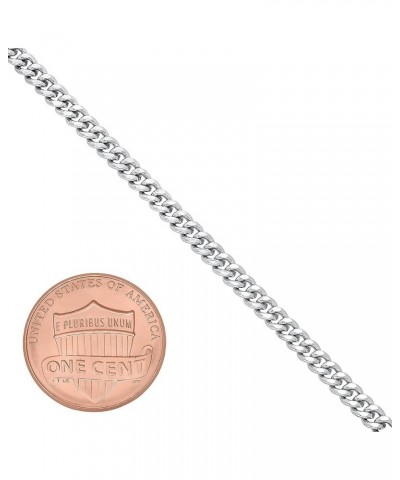 3mm Polished Rhodium Plated Flat Cuban Link Curb Chain Necklace + Gift Box 30.0 Inches $22.00 Necklaces