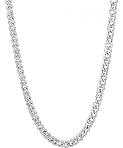 3mm Polished Rhodium Plated Flat Cuban Link Curb Chain Necklace + Gift Box 30.0 Inches $22.00 Necklaces