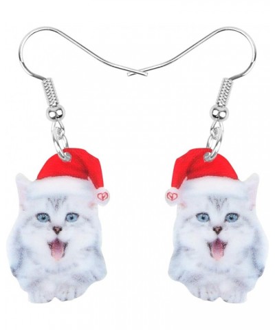 Cute Christmas Cat Earrings Dangle Jewelry For Women Girls Charm Decoration Gifts Christmas Cat 15 $6.62 Earrings