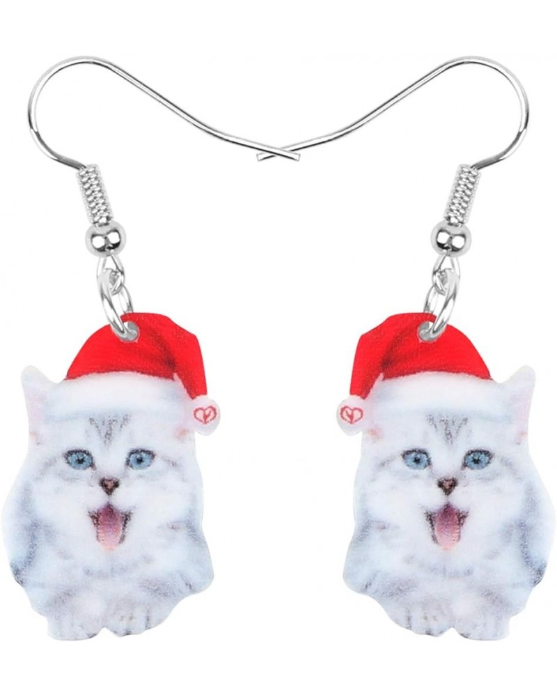 Cute Christmas Cat Earrings Dangle Jewelry For Women Girls Charm Decoration Gifts Christmas Cat 15 $6.62 Earrings