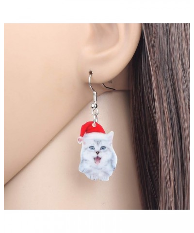 Cute Christmas Cat Earrings Dangle Jewelry For Women Girls Charm Decoration Gifts Christmas Cat 15 $6.62 Earrings