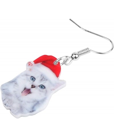 Cute Christmas Cat Earrings Dangle Jewelry For Women Girls Charm Decoration Gifts Christmas Cat 15 $6.62 Earrings