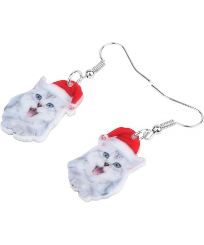 Cute Christmas Cat Earrings Dangle Jewelry For Women Girls Charm Decoration Gifts Christmas Cat 15 $6.62 Earrings