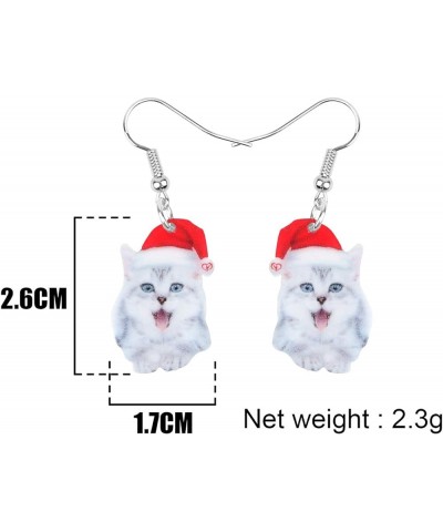 Cute Christmas Cat Earrings Dangle Jewelry For Women Girls Charm Decoration Gifts Christmas Cat 15 $6.62 Earrings