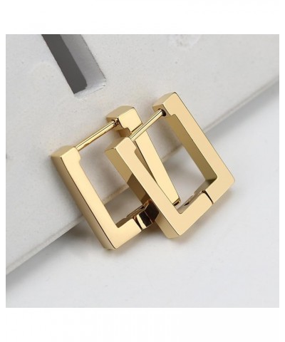 14k Gold Plated Hoop Earrings for Women | Geometric Square Rectangle Hexagonal U-Shaped Gold Hoops Earrings Hypoallergenic fo...