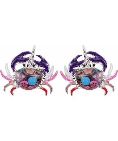 Unique Enamel Cute Crab Earrings French Clip Crab Earrings Jewelry Charms Gifts for Women Teens Girls Purple $6.62 Earrings