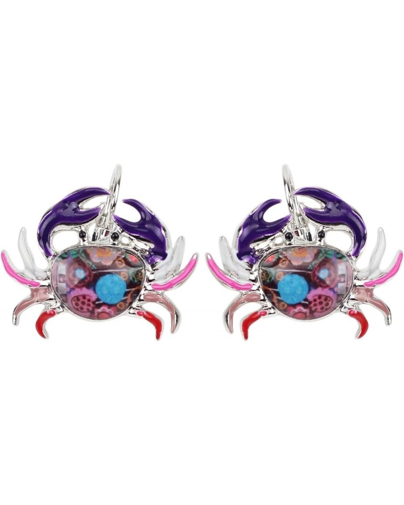 Unique Enamel Cute Crab Earrings French Clip Crab Earrings Jewelry Charms Gifts for Women Teens Girls Purple $6.62 Earrings