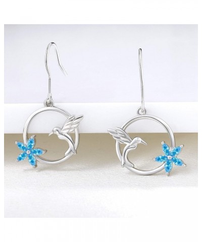 925 Sterling Silver Hummingbird Hook Earrings with Birthstone Flowers Jewelry Gift for Women 03-aquamarine-Mar $38.07 Earrings