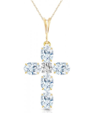 1.75 CTW 14k Solid Gold Necklace with Natural Aquamarine Cross Pendant 24.0 Inches $168.48 Necklaces