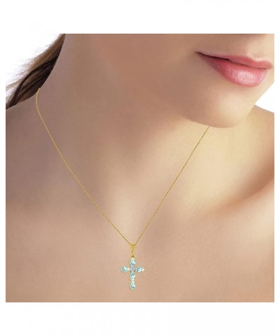 1.75 CTW 14k Solid Gold Necklace with Natural Aquamarine Cross Pendant 24.0 Inches $168.48 Necklaces