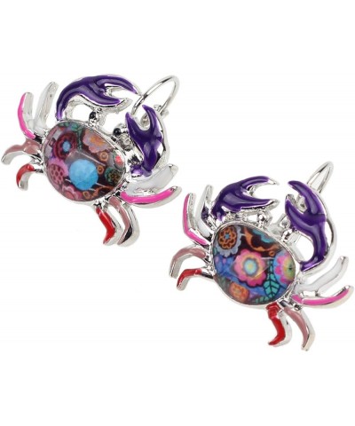 Unique Enamel Cute Crab Earrings French Clip Crab Earrings Jewelry Charms Gifts for Women Teens Girls Purple $6.62 Earrings