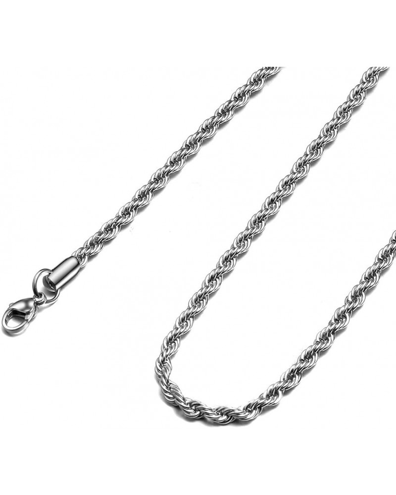 Twist Chain Necklace - Stainless Steel Rope Jewelry for Men & Women 32 Inches 2.5mm Wide $9.71 Necklaces