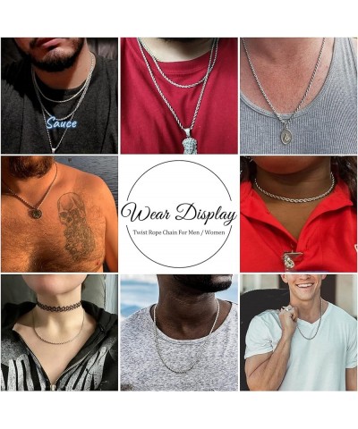 Twist Chain Necklace - Stainless Steel Rope Jewelry for Men & Women 32 Inches 2.5mm Wide $9.71 Necklaces