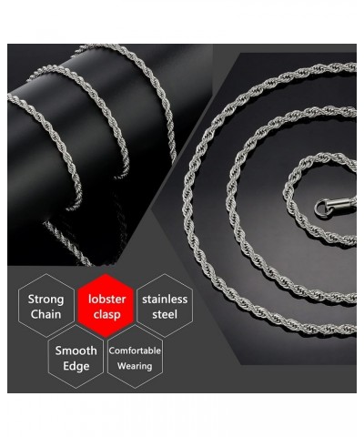 Twist Chain Necklace - Stainless Steel Rope Jewelry for Men & Women 32 Inches 2.5mm Wide $9.71 Necklaces