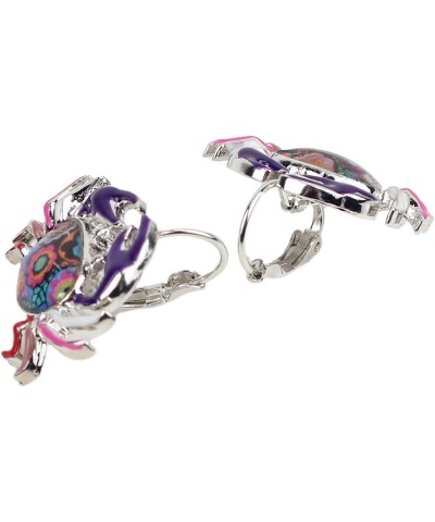 Unique Enamel Cute Crab Earrings French Clip Crab Earrings Jewelry Charms Gifts for Women Teens Girls Purple $6.62 Earrings