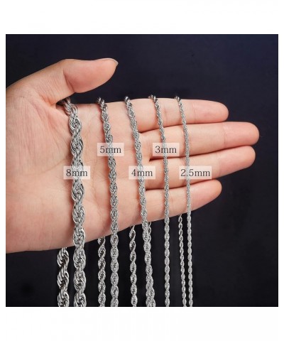 Twist Chain Necklace - Stainless Steel Rope Jewelry for Men & Women 32 Inches 2.5mm Wide $9.71 Necklaces