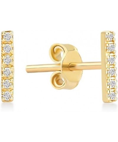 1/20 c.t t.w Diamond Bar Stud Earrings in 14K Solid Gold | 14k Gold Pave Diamond Earrings for Women $49.35 Earrings