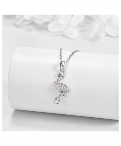 Sterling Silver Necklace for Girls Unicorn/Dinosaur/Flamingo Pendant Necklaces Jewelry Gift for Women Teen Girls Pink Flaming...