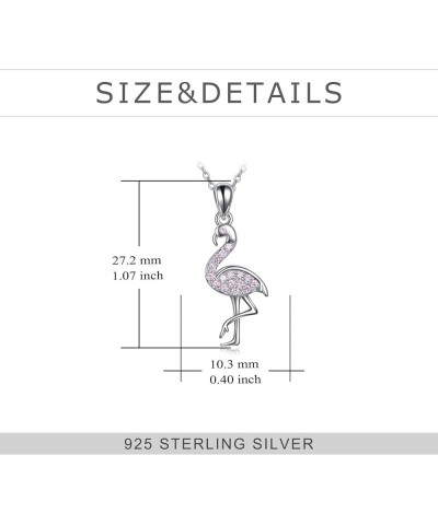 Sterling Silver Necklace for Girls Unicorn/Dinosaur/Flamingo Pendant Necklaces Jewelry Gift for Women Teen Girls Pink Flaming...