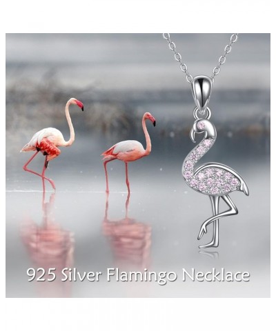 Sterling Silver Necklace for Girls Unicorn/Dinosaur/Flamingo Pendant Necklaces Jewelry Gift for Women Teen Girls Pink Flaming...