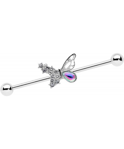 Womens 14G Steel Helix Cartilage Earring Color Accent Glam Butterfly Industrial Barbell 1 1/2 White $10.06 Body Jewelry