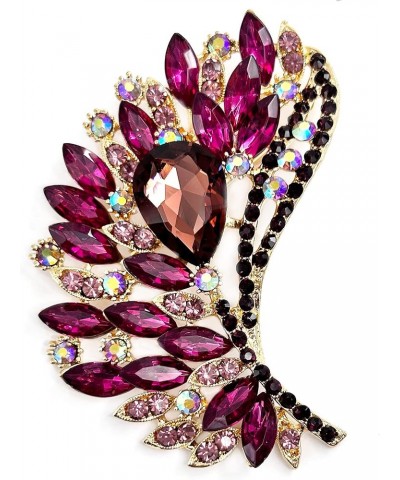 Rhinestone Crystal Big Large Brooch Pin Jewerly Accessory Gold Tone Purple $8.54 Brooches & Pins