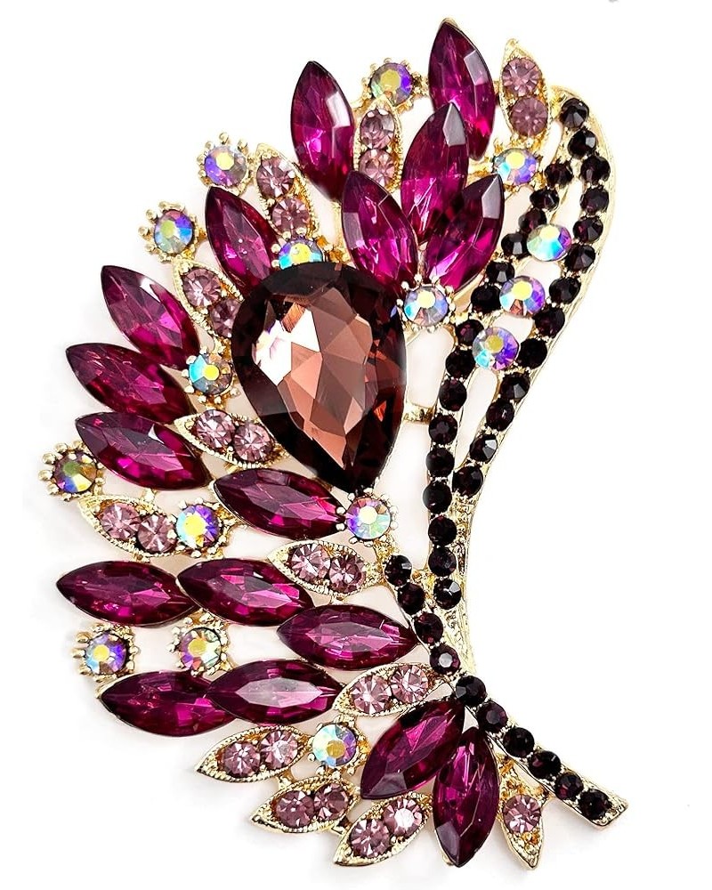 Rhinestone Crystal Big Large Brooch Pin Jewerly Accessory Gold Tone Purple $8.54 Brooches & Pins