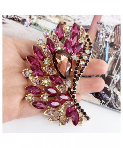 Rhinestone Crystal Big Large Brooch Pin Jewerly Accessory Gold Tone Purple $8.54 Brooches & Pins