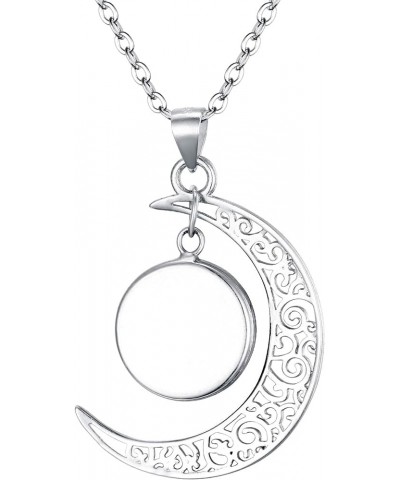 Women's 925 Sterling Silver Crescent Moon Snowflake Christmas Tree Fluorescent Pendants Necklace, rolo chain, 20'', Valentine...