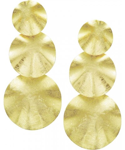 Isadora Triple Wavy Disk Statement Earrings in Gold Plated $40.00 Earrings