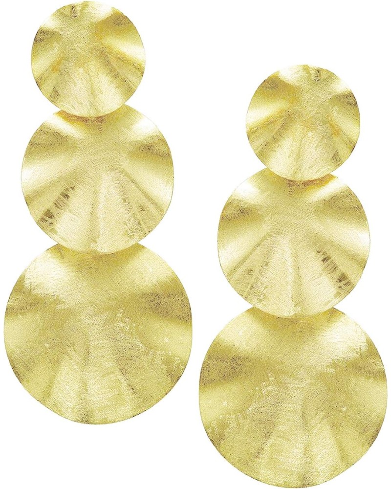 Isadora Triple Wavy Disk Statement Earrings in Gold Plated $40.00 Earrings