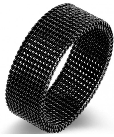 8mm Stainless Steel Wire Mesh Simple Plain Wedding Band Ring Black $8.11 Bracelets