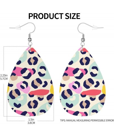 Faux Leather Earrings, Teardrop Dangle Earrings, Lightweight Dangle For Women Girls Creative Colorful Leopard $6.49 Earrings