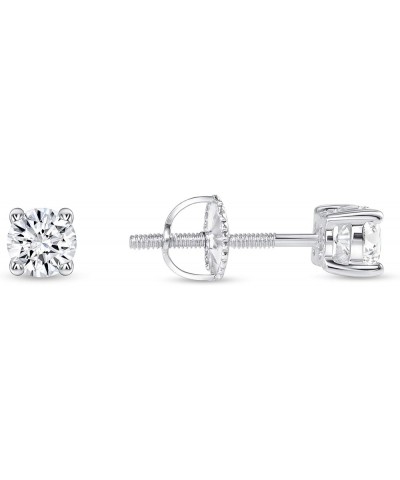 925 Sterling Silver Round Solitaire Cz Screw Back Stud Earrings Rhodium Plated 4mm Screwback Stud $10.34 Earrings