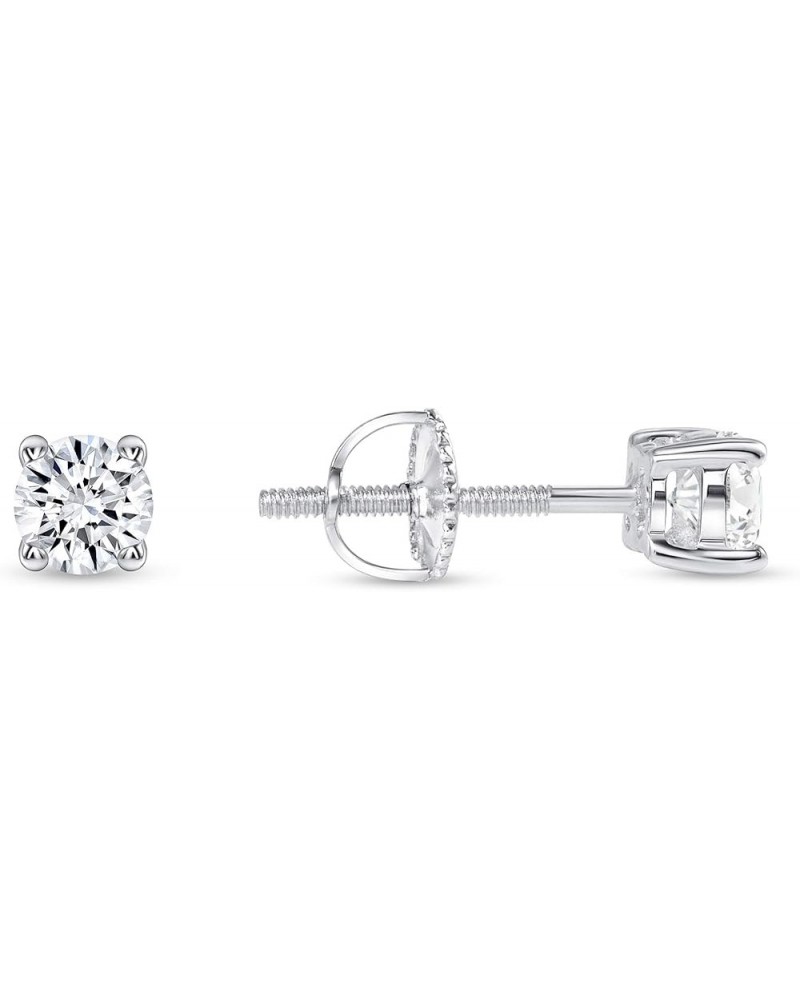 925 Sterling Silver Round Solitaire Cz Screw Back Stud Earrings Rhodium Plated 4mm Screwback Stud $10.34 Earrings