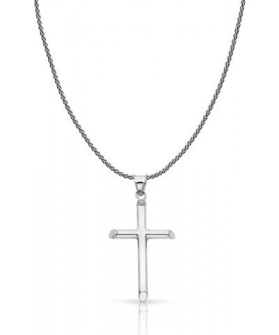 14K White Gold Classic Cross Charm Pendant with 1.1mm Wheat Chain Necklace 22.0 Inches $113.62 Necklaces