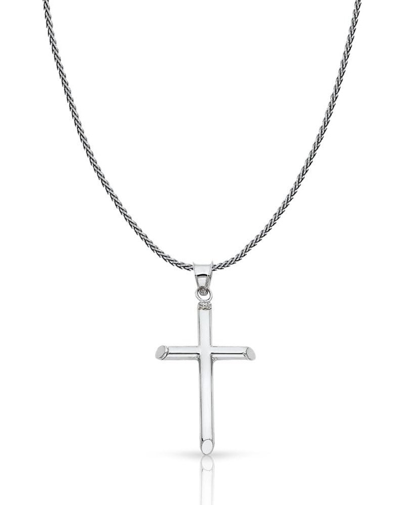 14K White Gold Classic Cross Charm Pendant with 1.1mm Wheat Chain Necklace 22.0 Inches $113.62 Necklaces