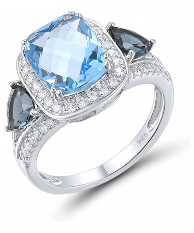 925 Sterling Silver Ring 2.75CT Blue Glass Blue Spinel White Cubic Zirconia Rings $9.71 Rings