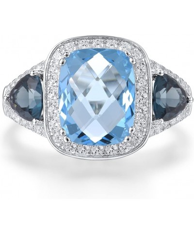 925 Sterling Silver Ring 2.75CT Blue Glass Blue Spinel White Cubic Zirconia Rings $9.71 Rings