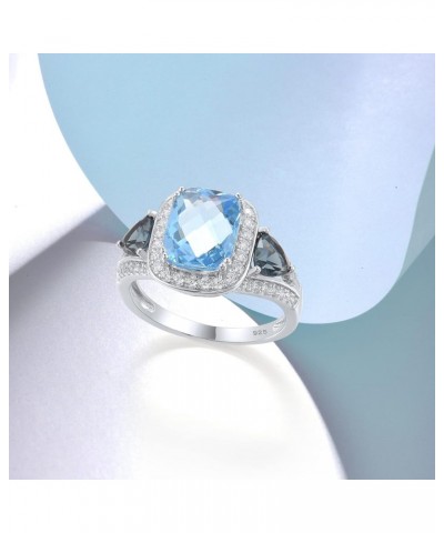 925 Sterling Silver Ring 2.75CT Blue Glass Blue Spinel White Cubic Zirconia Rings $9.71 Rings