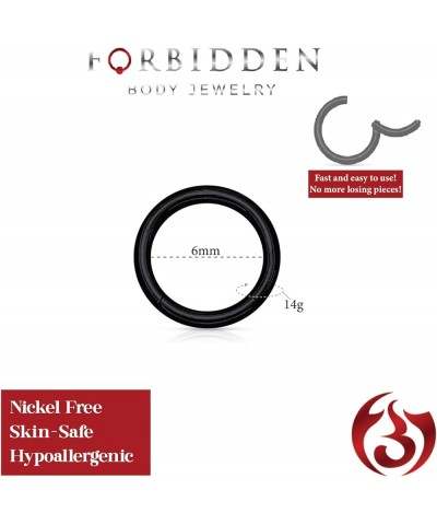 316L Surgical Steel Hinged Seamless Nose Rings Hoop 14G 16G 18G, Diameter 6mm 8mm 10mm 12mm, Gold/Rose Gold/Silver/Black/Rain...