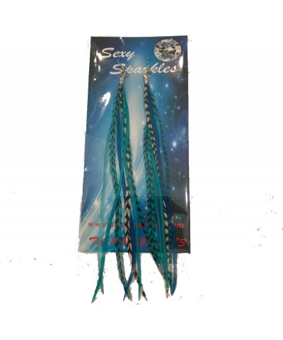 Genuine Aqua Blue Grizzly Feather Earrings Long, Genuine Real Light Feathers $14.97 Earrings