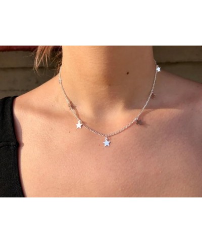 Women Simple Delicate Full Moon 14K Gold Plated/Rose Gold/Silver Plated Layered Pendant Handmade Star Chokers Necklaces Silve...