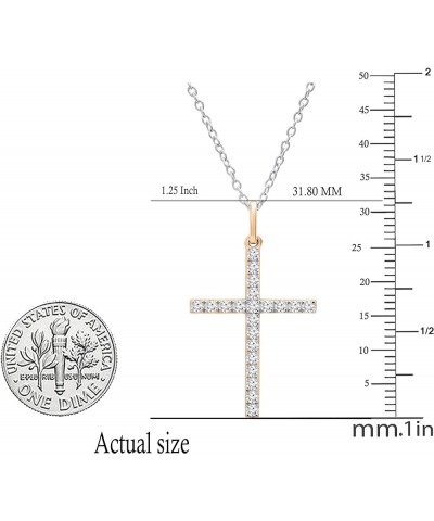 0.06 Carat (ctw) Round White Diamond Ladies Cross Religious Crucifix Pendant with 18 Inch Silver Chain | 14K Gold Rose Gold 0...