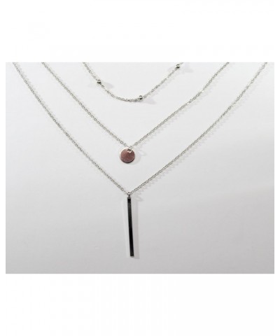 925 Sterling Silver Color Simple Three Layers Necklace Smooth Long Strip Pendants Women Wedding Gift Fine Accessories $8.67 N...